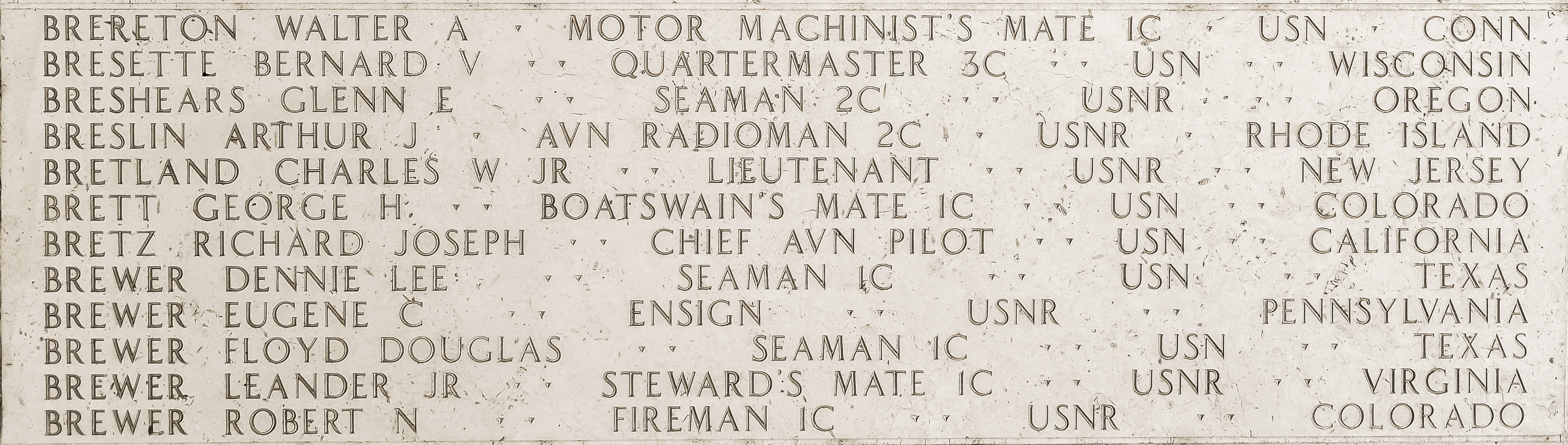 Arthur J. Breslin, Aviation Radioman Second Class